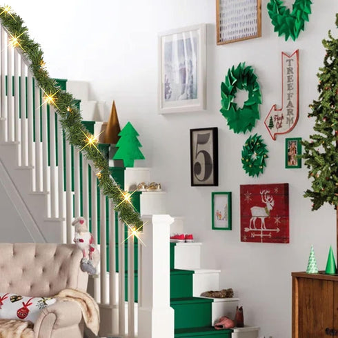 14.8 50 Nerosun FT Artificial Christmas Garland, Pre-Lit LED Mini String Lights Battery Operated Xmas Garland for Home