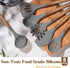 Umite Chef Silicone Cooking Utensil Set, 8-Piece Kitchen Utensils Set with Natural Acacia Wooden Handles,Food-Grade Silicone Heads-Silicone Kitchen Gadgets and Spatula Set for Nonstick Cookware - Grey by Umite Chef
