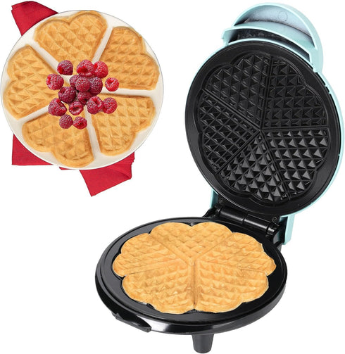 Azure Waffle Maker 7“ Non-Stick Waffler Iron, 700W Adjustable Browning Control, Electric Baker for Thick Waffles