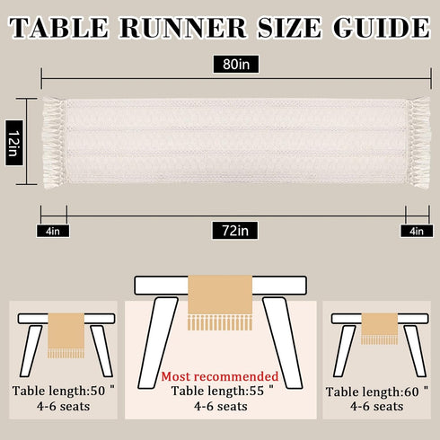72 Inches yuboo Boho Table Runner Long, Spring Dresser Runners for Bedroom, Long Coffee Table Runner for Dining Room