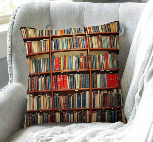 Swono 18 18 Library Bookshelf Farmhouse Decor Family Decoration Cotton Linen Home Decorative Throw Pillow Case Cushion
