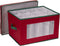 Household Essentials 540RED Holiday China Storage Chest with Lid and Handles, Red Canvas