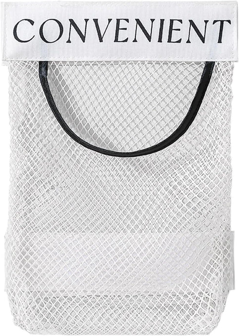 DraCra 2 Pack Trash Bag Holder Dispenser Sticky Wall Mount Mesh Convenient Storage Organizer for Home Kitchen Grocery
