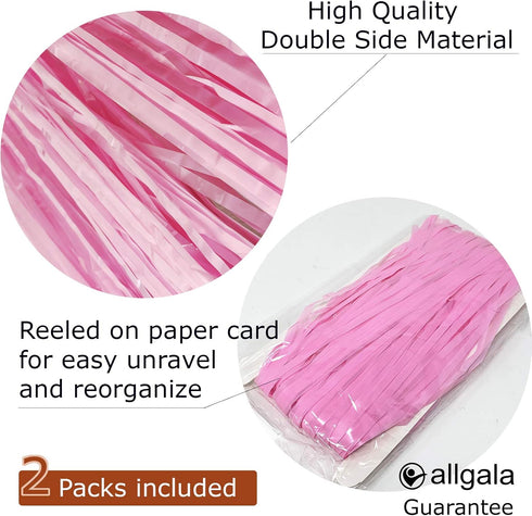 Allgala Macaron Pink Tinsel Table Skirt 2-Pack 29x108 Inch Metallic Foil Fringe Table Skirts for Party Event Decoration