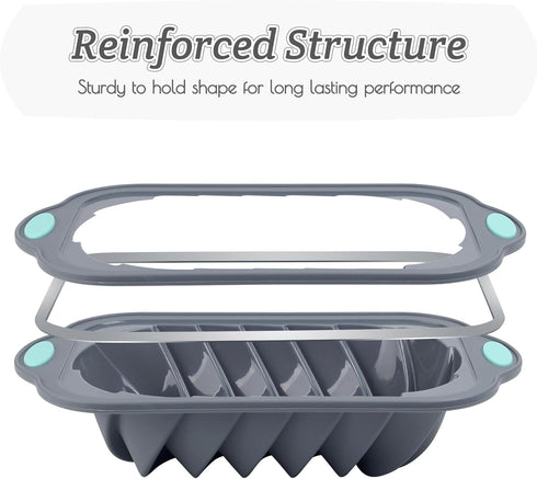 Silicone Bread Loaf Pan, Non-Stick Food Grade Baking Mold with Metal Reinforced Frame for Strength