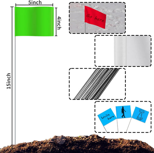 Zozen 100Pack Marking Flags, Red, Green, Blue, White, Lawn Marker Flags for Distance Measuring Wheel