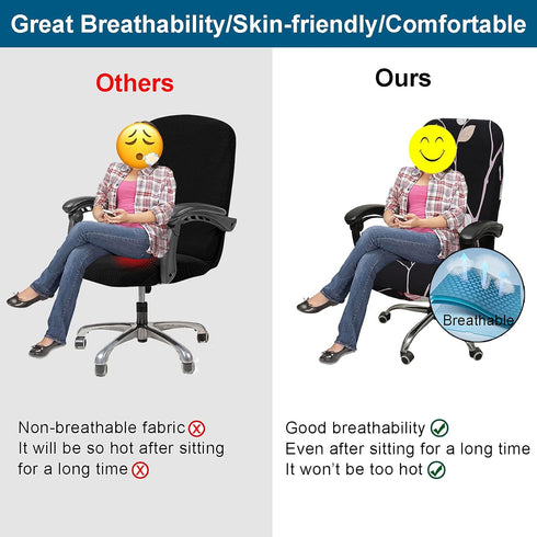 WOMACO Office Chair Covers - Stretch Printed Computer Chair Slipover - Universal Floral Boss Chair Protector - High