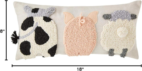 Cozy Farm Animal Hooked Pillow - Wool Throw Cushion