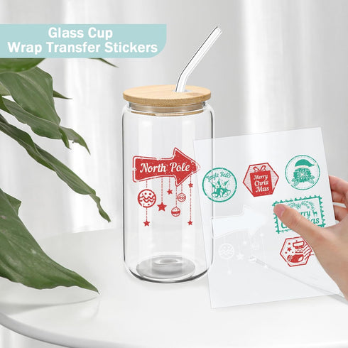 20 Pack 16oz WHEATHUSK Glass Cups with Bamboo Lids and Glass Straws Clear Glass Tumblers Beer Can Shaped Drinking