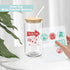 20 Pack 16oz WHEATHUSK Glass Cups with Bamboo Lids and Glass Straws Clear Glass Tumblers Beer Can Shaped Drinking