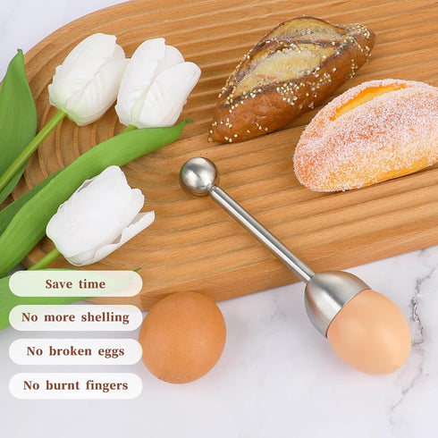 Easy Egg Opener Stainless Steel Cracker for Soft & Hard Boiled Eggs, Egg Shell Topper