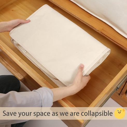 Canvas Comforters Bags, Closet Organizers and Storage for Quilts, Clothes, 75L Bins with Sturdy Zipper, Clear Window
