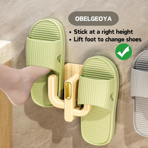 OBELGEOYA (4 Pack) Wall Mounted Shoe Rack - Versatile Hanging Organizer with Hooks for Slippers, Hats, Towels & Keys