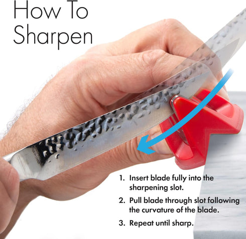 50883 Edge Grip 2-Stage Knife Sharpener - Red, Coarse & Fine Sharpeners, Compact, Non-Slip Base
