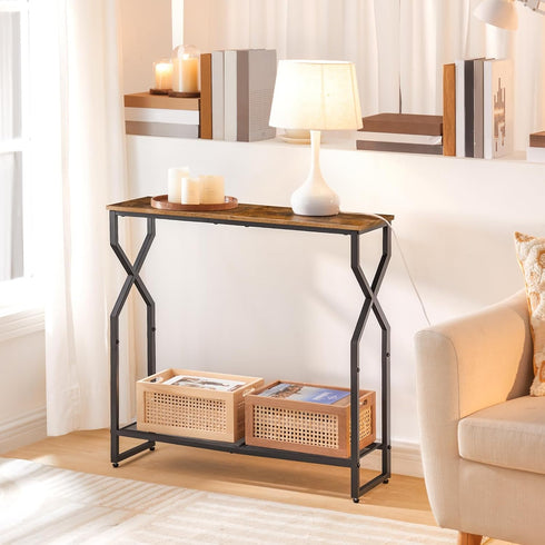 2 CTHR21301 MAHANCRIS Tier Console Table, Sofa Table, Narrow Entryway Table, Hallway Entrance Table, Hourglass-Shaped