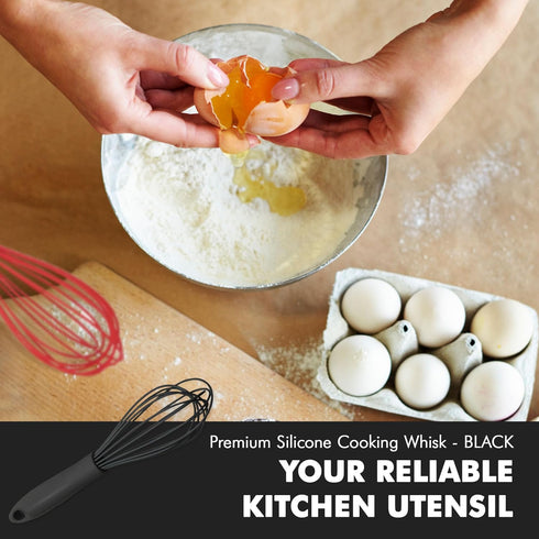 Chef Craft Premium Silicone Wire Cooking Whisk, 10.5 inch, Black