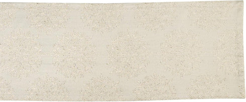 DII Holiday Dining Table Linen, Sparkle Metallic Kitchen Décor, Table Runner 14x72, Jacquard Snowflakes