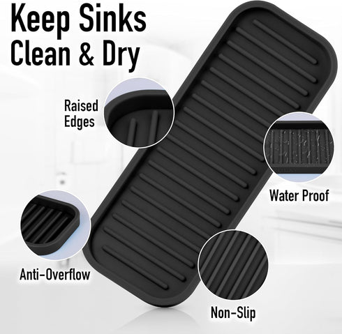 Zulay Kitchen Silicone Sponge Holder (9x3.5) for Kitchen Sink - Flexible Soap Tray Organizer for Bathroom, Makeup,