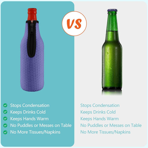 6 Pack 16oz 18oz KENOBEE Beer Bottle Insulator Sleeves, to Glass Beer Bottle Neoprene Cooler Covers Non-slip Thick