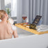 Sen Yi Bao Bamboo Luxury Bathtub Caddy Tray - Expandable Wood Bath Tray with Integrated Tablet, Smartphone, Wine Holder