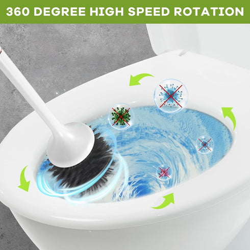 pafyh Set,Toilet Electric Toilet Brush and Holder Bowl Brush,Wireless Electric Spin Scrubber,with Silicone Brush Head
