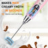 YUSWKO Pink Handheld Milk Frother with Stand, Rechargeable Electric Whisk, 3 Heads, 3 Speeds for Coffee, Latte
