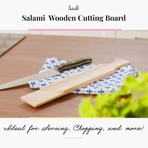 Tuuli Kitchen Beechwood Cutting Board, 37 x 5.5 cm, Oil Coated Charcuterie Board, Salami Wooden Design
