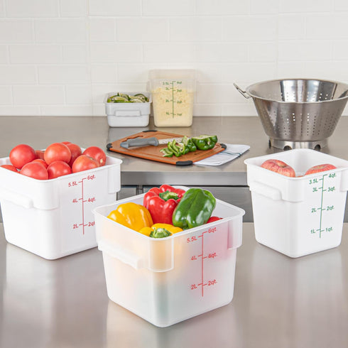 Restaurantware Met Lux 6 Quart Food Storage Container, Translucent with Volume Markers, Lids Sold Separately