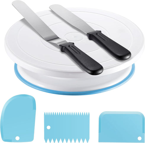 Kootek Cake Decorating Kit with Cake Turntable, 2 Frosting Spatulas, 3 Icing Smoother Scrapers, Baking Tools for