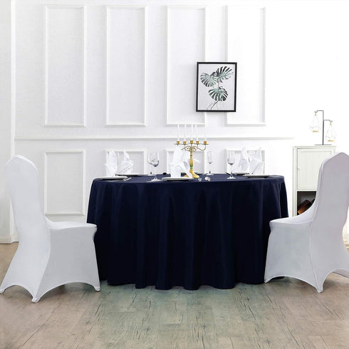 108 Inch Round Tablecloth - Washable Polyester Decorative Table Cover for Wedding Party Dining (Navy)