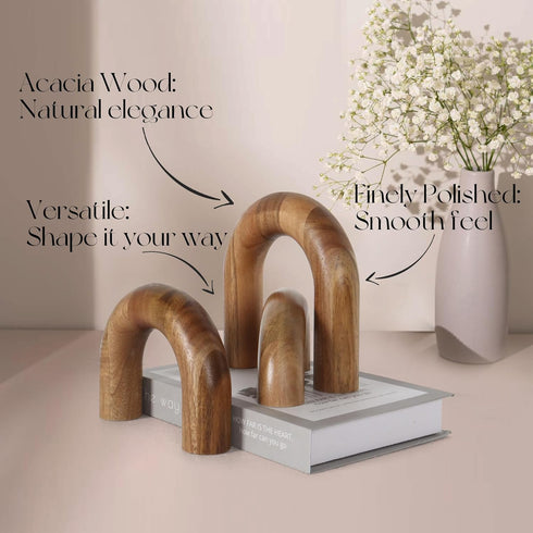 3 Oakrain Pcs Wood Shelf Decor Aesthetic, Modern Aesthetic Home Decor Accent, Decorative Object for Coffee Table, Book