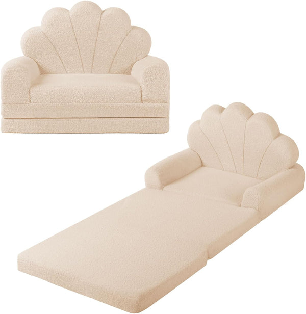 2-in-1 Kids Couch, Toddler Couch Fold Out, Comfy Toddler Chair, Convertible Kids