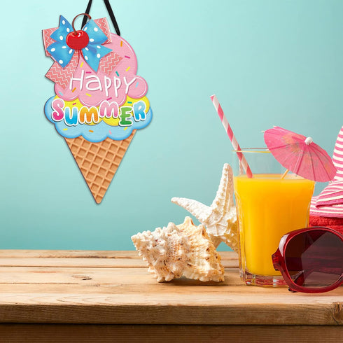 2 Summer Summer Pieces Ice Cream Sandbeach Hanging Sign Happy Wood Sign Sweet Wood Ornaments Welcome decor Door Hanging