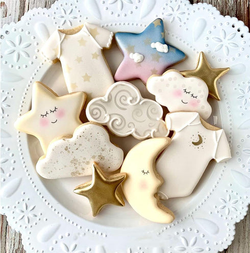 Twinkle Twinkle Little Star Themed Cookie Cutters, 7 Pack Baby Shower Baking Molds, Stainless Steel Biscuit Cutter Set