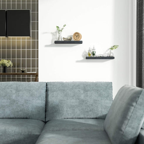 Set 2, 17 Inch Love-KANKEI Floating Shelves Wall Mounted of Rustic Wood Wall Shelves for for Storage, Bedroom Living