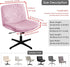 Armless Criss Cross Chair Cover Pink Chair Slipcover Office Desk Chair Covers Velvet Embossing Mid Back Wide Seat