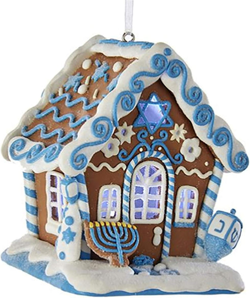 Kurt Adler Gingerbread LED Hanukkah House Ornament