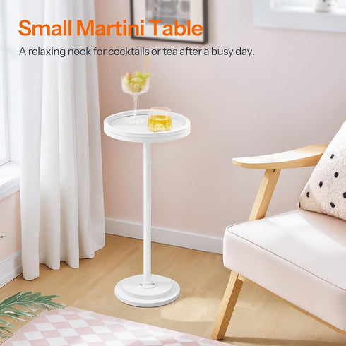 WW168BZ01 HOOBRO Small Round Side Table, Drink Table, Coffee Martini Table with Pedestal Accent for Small Spaces
