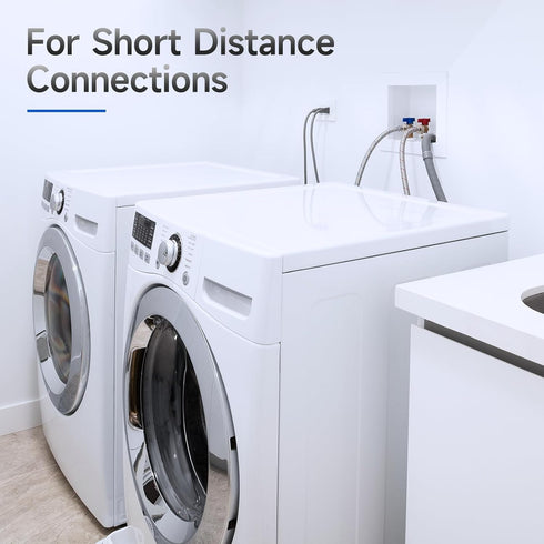 JUWO 4 FT Washing Machine Hoses, 3/4" FHT Stainless Steel Washer Hoses for Short-Distance Water Supply, Red & Blue