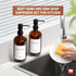 GMISUN Amber Glass Soap Dispenser - 2 Pack Bathroom Hand Soap Dispensers with Stainless Steel Pump, 17 Fl Oz
