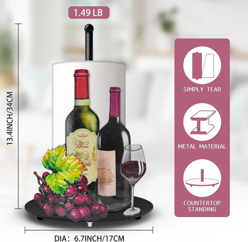 Countertop, Hexagram Wine Paper Towel Holder, Wine Kitchen Bar Decor, Retro Decor for Kitchen Bar Bathroom Antique