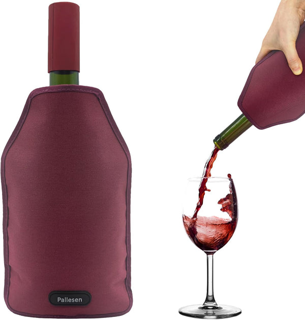 Portable Wine Cooler Sleeve, Reusable Chiller for 750ml Standard Size Bottles, Burgundy