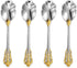 KEAWELL 4-Piece 6" Tea Spoons Set, Vintage 18/10 Stainless Steel Coffee Espresso Demitasse Spoons with Gold Accent