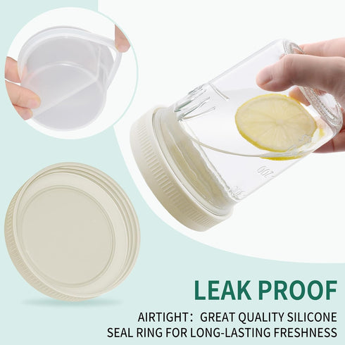 16 oz 6-Pack Xyptorix Overnight Oats Containers with Lids, Leak-Proof Wide Mouth Mason Jars & Separate Compartments
