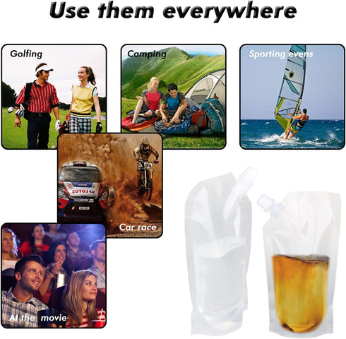 20 Pcs Reusable Sneak Travel Drinking Flasks, Concealable Alcohol Plastic Flasks with Funnel, 8 oz