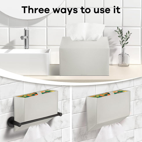 QUISBE (Cream-1 Pack) Tissue Box Cover Holder Compatible with Kleenex Disposable Paper Hand Towels, Leather Paper Towel
