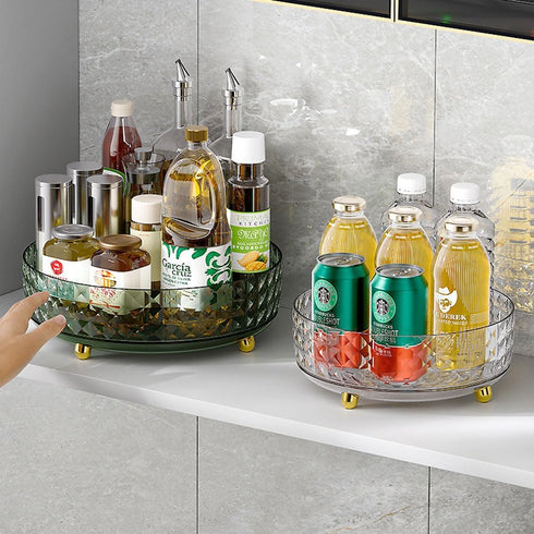 Non Skid Lazy Susan Turntable, 1 Tier Non Skid Spice Rack, 9 Inch Spinning Organizer for Kitchen, Pantry, Refrigerator
