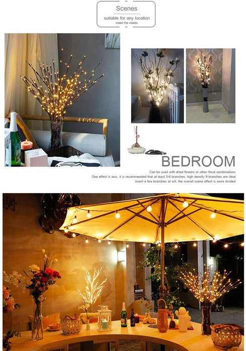 DK177 2 Pack LED Branch Light, Battery Operated Lighted Branch Vase Filler, 30 Inch, 20 LED for Home Romantic