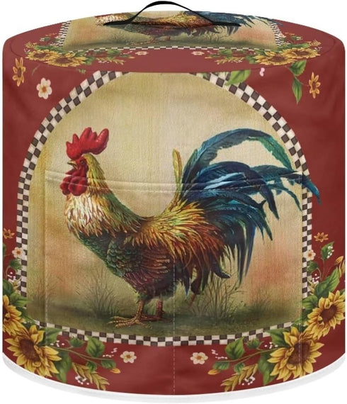 Sunflower Rooster Kitchen Pressure Cooker Protector, Lightweight Dust Cover for Small Appliances with Handles & Pockets