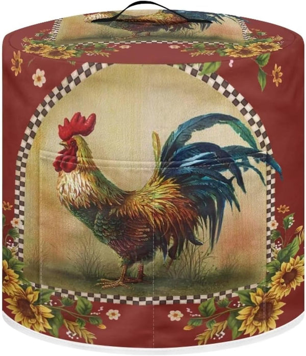 Sunflower Rooster Kitchen Pressure Cooker Protector, Lightweight Dust Cover for Small Appliances with Handles & Pockets